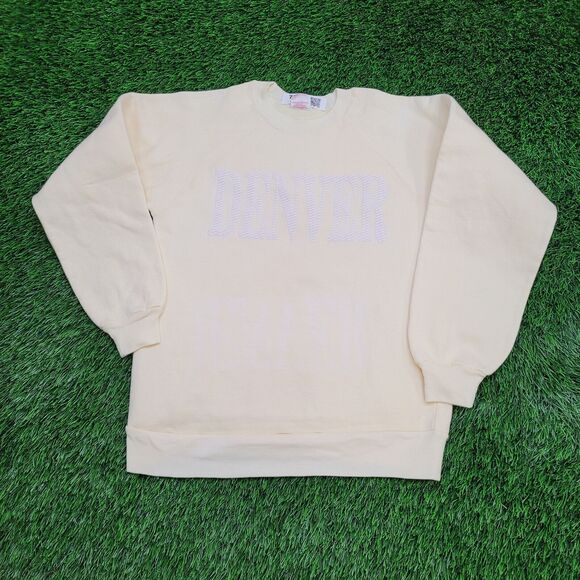 Vintage 80s Denver Sweatshirt Womens Medium 18x23 Yellow - Picture 1 of 13